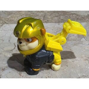 Paw Patrol Rubble Action Figure Metallic Gold Helmet Black Suit Excavator Toy